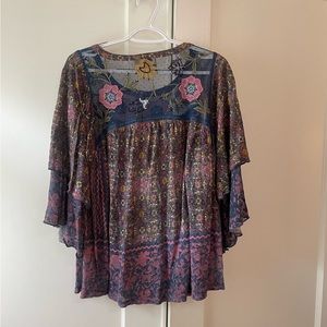 Anthropologie 9-H15 STCL Semi Sheet Floral Blouse